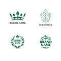 Leaf Crown Green Leaves Crown abstract Logo design vector template. Eco nature Creative Business Logotype concept icon Royalty Free Stock Photo