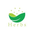 Leaf dew pure herbs logo vector Royalty Free Stock Photo
