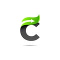 leaf eco letter c logo with arrow grow up Royalty Free Stock Photo