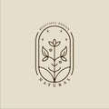 leaf ecology logo line art vector simple minimalist illustration template icon graphic design. nature or natural sign and symbol Royalty Free Stock Photo