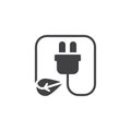 Leaf Electric plug vector icon