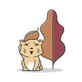 Leaf Fall Cat Kitten Autumn Season Cartoon Royalty Free Stock Photo