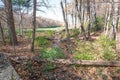 Leaf-filled Creek Leading to Secluded Golf Course Royalty Free Stock Photo