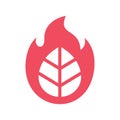 Leaf and fire flame logo icon design template elements - Vector Royalty Free Stock Photo