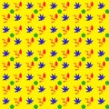 Leaf and Flower pattern design with yellow background.pg