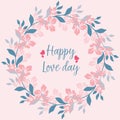 Leaf and flower seamless design frame, for unique happy love day greeting card design. Vector