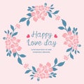 Leaf and flower seamless design frame, for unique happy love day greeting card design. Vector