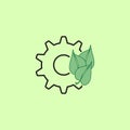 Leaf and gear. Eco industry icon on green background. Vector illustration. EPS 10. Royalty Free Stock Photo