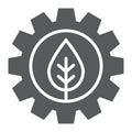 Leaf in gear glyph icon, ecology lamp and energy Royalty Free Stock Photo