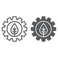 Leaf in gear line and glyph icon, ecology lamp Royalty Free Stock Photo