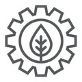 Leaf in gear line icon, ecology lamp and energy Royalty Free Stock Photo