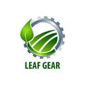 Leaf gear logo concept design. Symbol graphic template element