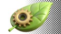 Leaf with gear symbol, technology and nature integration png transparent image Generative AI Royalty Free Stock Photo