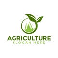 Leaf and grass agriculture logo icon design template