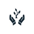 Leaf and Hand, Growth Plant Icon Design Template Elements