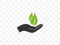 Leaf, hand icon. Vector illustration, flat design Royalty Free Stock Photo