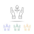leaf in hand icons. Element of ecology for mobile concept and web apps. Thin line icon for website design and development, app de Royalty Free Stock Photo