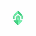 Leaf Home Logo Design. Eco House Vector Royalty Free Stock Photo