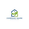 Leaf home logo vector. Ecology symbol. Combination of house shape and leaves. Modern house logo. Eco house logo. Royalty Free Stock Photo