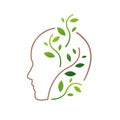 leaf on Human head for brain nutrition logo design vector Royalty Free Stock Photo