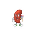 Leaf human kidney cartoon character design with mad face