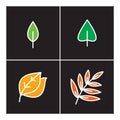 Leaf icon line plant outline set, nature outline icons Royalty Free Stock Photo