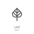 leaf icon vector from nature collection. Thin line leaf outline icon vector illustration. Outline, thin line leaf icon for website