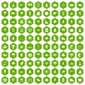 100 leaf icons hexagon green Royalty Free Stock Photo