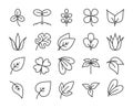 Leaf icons. Plant leaves line icon set. Vector illustration. Editable stroke. Royalty Free Stock Photo