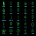 Leaf icons set vector neon Royalty Free Stock Photo