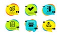 Leaf, Interview and Tick icons set. Refrigerator, Group and Transport insurance signs. Vector Royalty Free Stock Photo