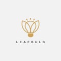 Leaf and lighting bulb logo, creative eco nature technology logo icon vector template Royalty Free Stock Photo