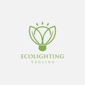 Leaf and lighting bulb logo, creative eco nature technology logo icon vector template Royalty Free Stock Photo