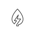 Leaf with lightning bolt line icon, outline vector sign, linear style pictogram isolated on white