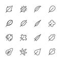 Leaf line icon collection set. Editable stroke vector, isolated at white background Royalty Free Stock Photo