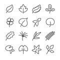 Leaf line icon set