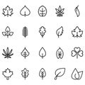 Leaf line icon set. Fertility and growth symbol, Royalty Free Stock Photo