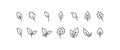 Leaf line icon set. Tree leaves vector Royalty Free Stock Photo