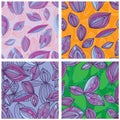 Leaf line purple set seamless pattern