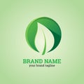 Leaf Logo with Circle Shape Design Template