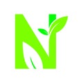 letter n leaf nature logo design template Royalty Free Stock Photo