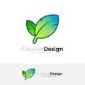 Leaf logo with nature design vector, simple icons Royalty Free Stock Photo