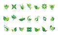 Leaf, logo, organic, wellness, people, plant, ecology, nature design icon set