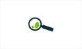 Leaf with Magnifier glass search icon Logo design