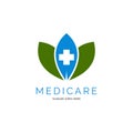 Leaf Medical, Hospital or Cross Plus Icon Vector Logo Template Illustration Design Royalty Free Stock Photo