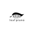 Leaf music logo vector illustration piano design