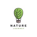 Leaf nature air balloon logo icon vector template, journey logo