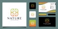 Leaf nature logo designs vectors with business card design template Royalty Free Stock Photo