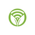 Leaf nature wifi vector logo design.