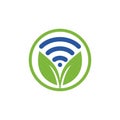 Leaf nature wifi vector logo design.